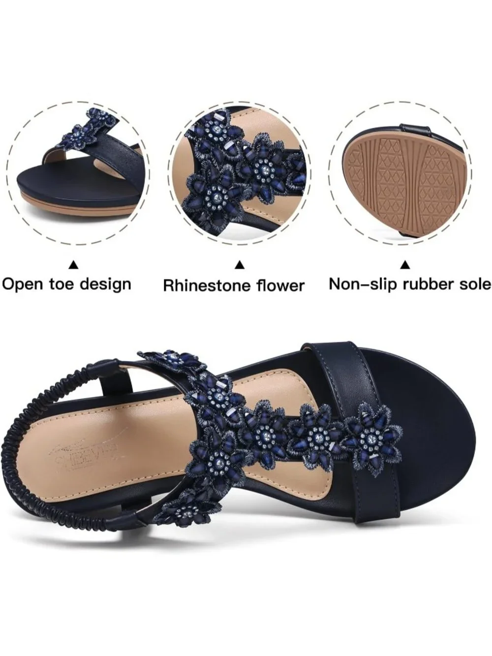 Women's Blue Wedge Sandals Summer Platform Comfortable Low Wedges Shoes